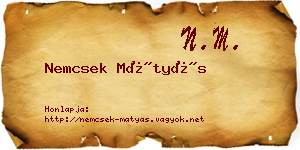 Nemcsek Mátyás névjegykártya